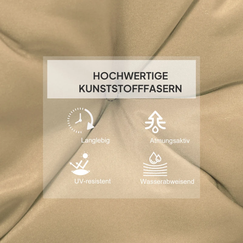 Outsunny Set van 2 zitkussens, 98 x 50 cm stoelkussens met bindbanden, stofhoes, 8 cm dik Khaki