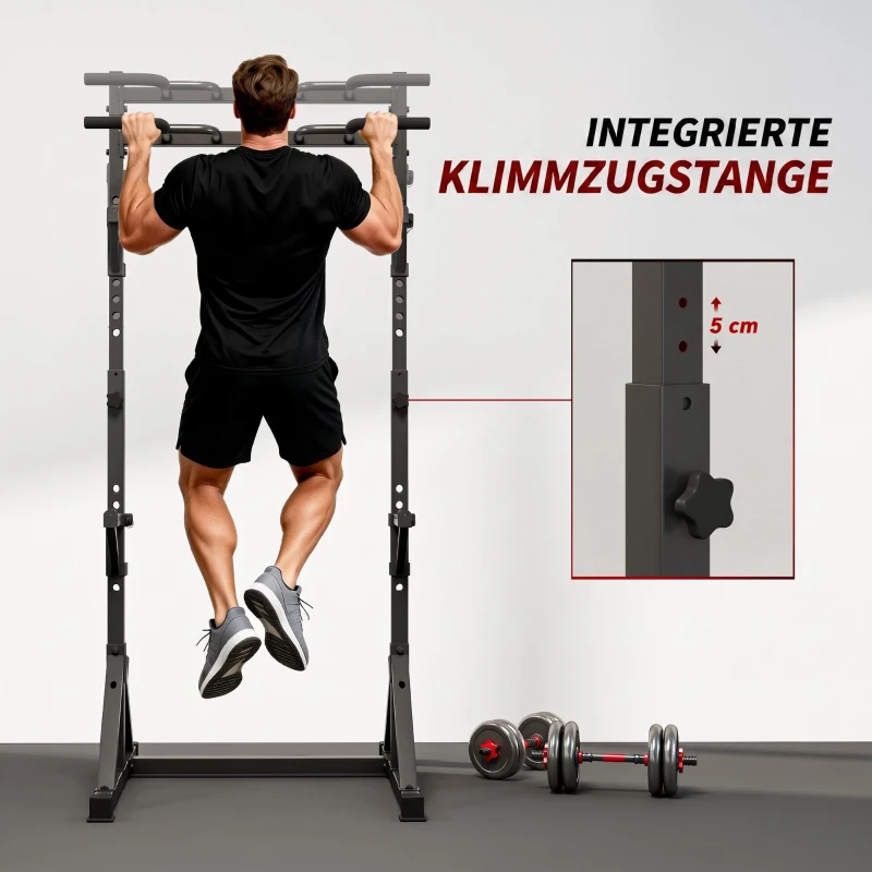 SPORTNOW Halterstandaard 2 niveaus schijfopslag van staal halterhouder tot 200 kg belastbaar Squat Rack