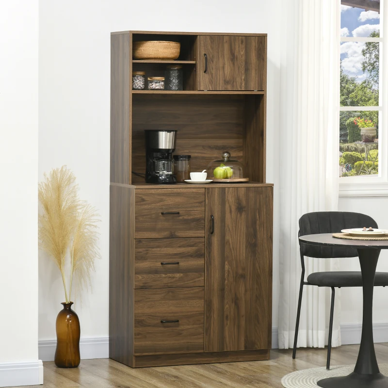 HOMCOM Credenza Moderna con 3 Cassetti e Armadietti Mobile Dispensa in Legno