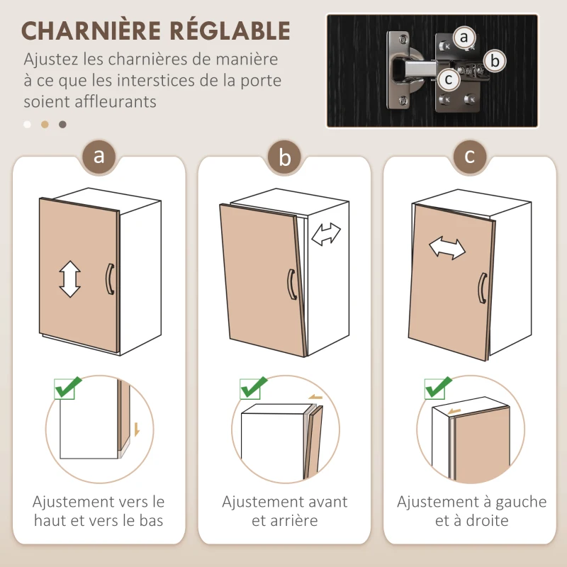 HOMCOM Buffet haut armoire de cuisine 4 portes 2 placards et 1 tiroir central hauteur 180 cm avec 2 étagères réglables noir