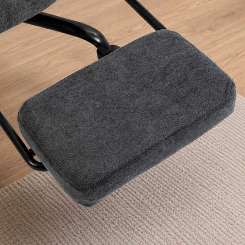 HOMCOM Bureaustoel met verstelbare rugleuning, verrijdbare gestoffeerde stoel, fauteuil, in hoogte verstelbaar, staal, donkergrijs