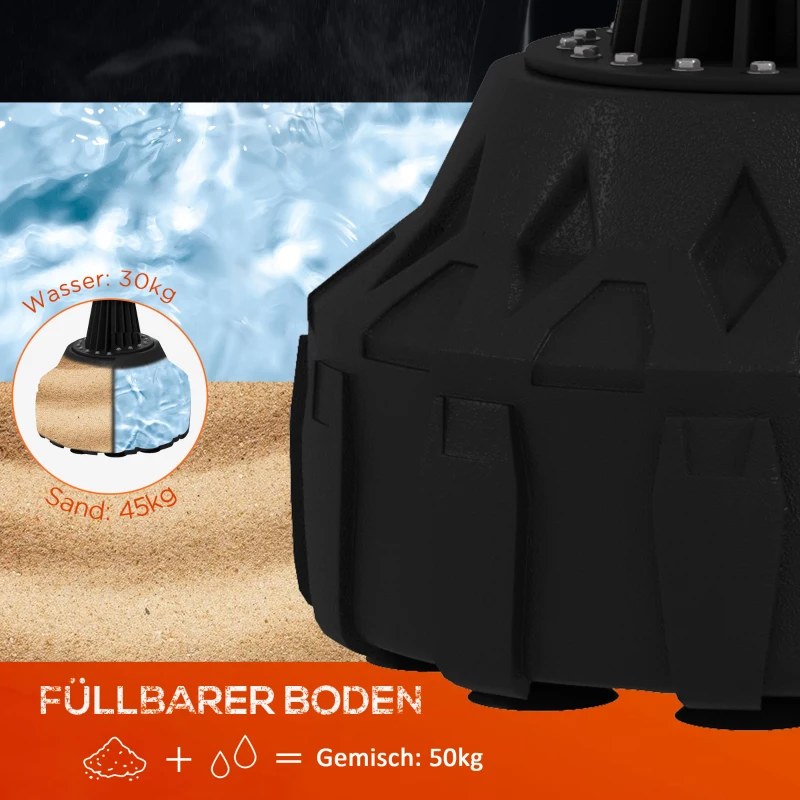 SPORTNOW Vrijstaande Bokszak, Verstelbaar Stootkussen, Vulbare Basis tot 50 kg, 58 x 58 x 175 cm, Zwart