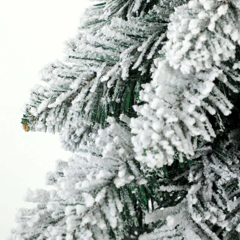 HOMCOM Artificial Christmas Tree Set of 3, Snowy Pre-Lit Christmas Tree with PVC Branch Tips, 90/120/150 cm, Green White