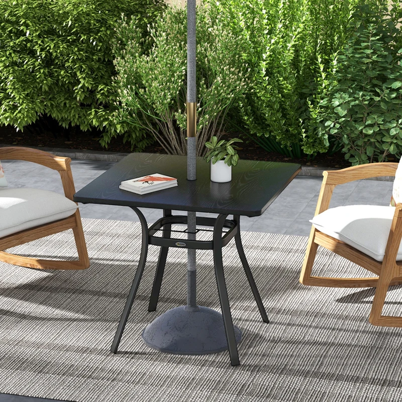 Outsunny Tuintafel voor 4 Personen, Stalen Frame, 80L x 80B x 72H cm, Zwart