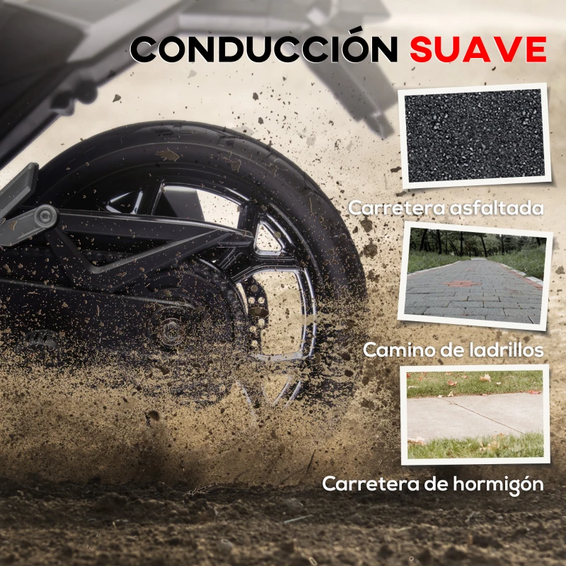 AIYAPLAY Moto Eléctrica para Niños de +3 Años con Licencia Honda con USB MP3 Luz LED y Velocidad 3 km/h Carga 30 kg Rojo