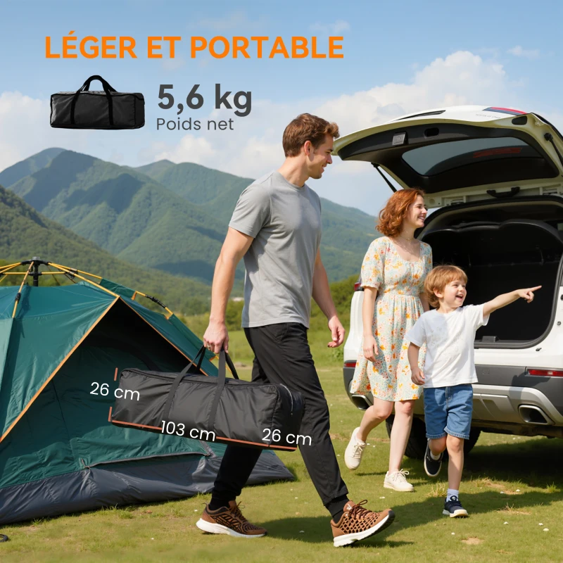 Outsunny Chaise de camping pliante et portable avec porte-gobelets, poches latérales et sac de transport, noir
