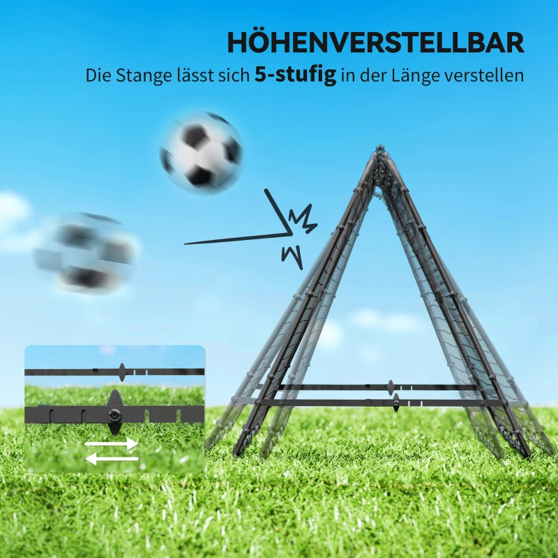 HOMCOM Voetbaldoel, Verstelbaar, Inklapbaar, Metalen Frame, 100 x 95 cm, Zwart