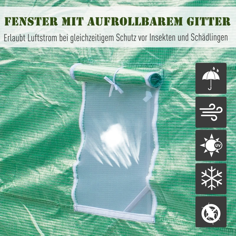 Outsunny Ruime Kas voor Elk Seizoen - Groen 445 x 190 x 200 cm