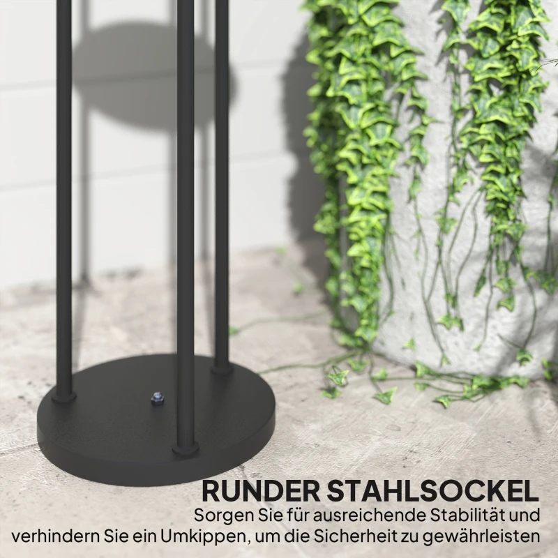 Outsunny Staande Solarlamp Rattan met Lichtsensor, 3-lamps in Boho-Stijl IP44 Ø37 x 144H cm(m-9)