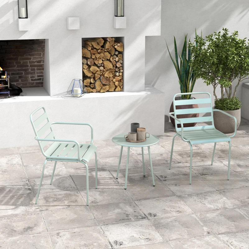 Outsunny 3-delig Bistro-Set Balkonbistro-Set 2-persoons Bistroset, inklapbaar, modern design, 51 x 58 x 78 cm, Groen