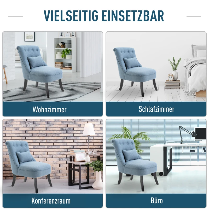 HOMCOM relaxstoel met rugkussen tv-stoel fauteuil verhoogde poten linnen