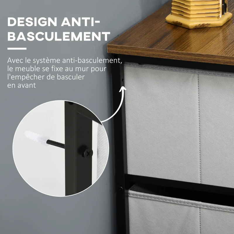 HOMCOM Commode 8 tiroirs meuble de rangement tiroir en tissu pliant - structure acier noir - 100 x 30 x 78 cm
