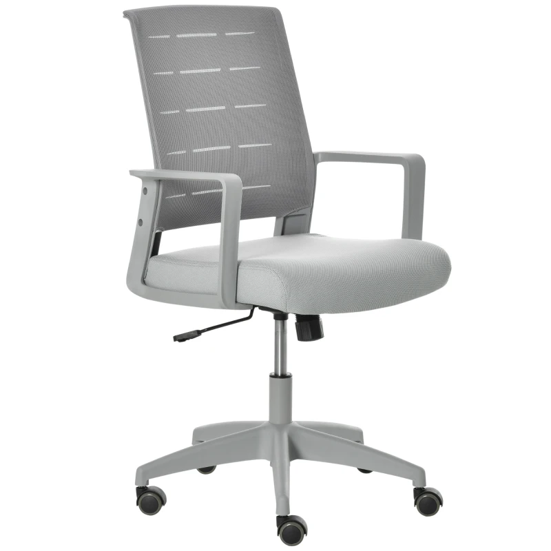 Vinsetto Sedia da Ufficio Ergonomica Girevole con Altezza Regolabile, Ruote e Braccioli, 59x61x95.5-105cm Grigio