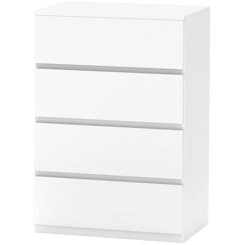 HOMCOM Witte Ladekast, Hoogglans, 4 Lades, 55 cm x 33 cm x 80 cm