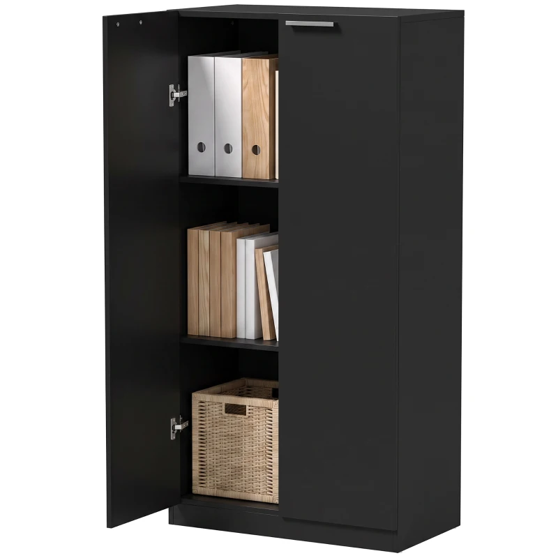 HOMCOM 120 cm Tall Storage Cabinet Cupboard, 3-Tier File Organiser Wooden Filing Cabinet, Black