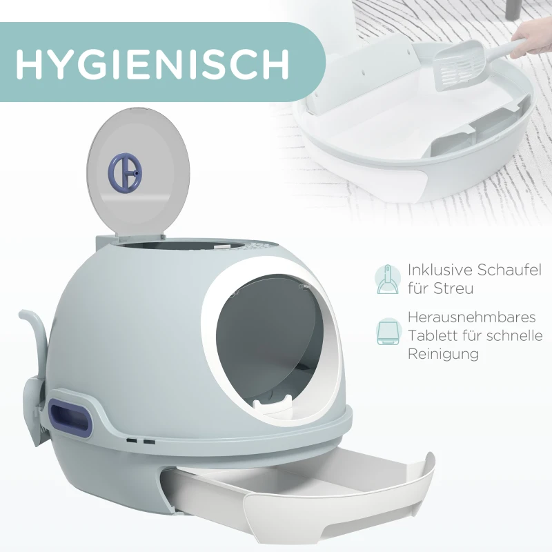 PawHut kattentoilet kattenbak dakraam bodembak schep draagbaar PP ABS