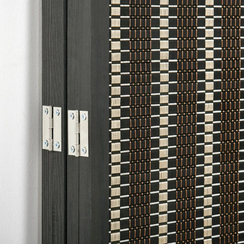 HOMCOM Ruimteverdeler, opvouwbaar, grenenhout/bamboe, 180 x 180 cm, Bruin/Zwart