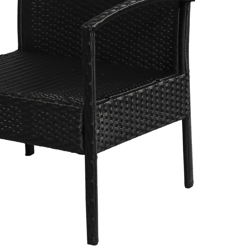 Outsunny Ensemble salon de jardin 4 places : canapé, 2 fauteuils et table basse plateau verre trempé résine tressée 4 fils  imitation rotin noir coussins blanc