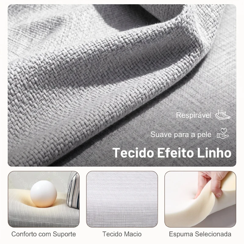 HOMCOM Sofá-Cama Individual Dobrável com Encosto Ajustável 5 Posições, Almofada e Revestimento em Linho Sintético, 75x70x75 cm, Cinzento