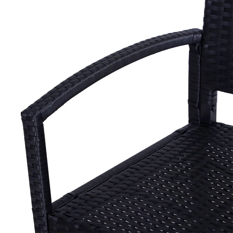 Outsunny Gartenbank, in Rattanoptik, mit Stahlrahmen, für 2 Personen, Schwarz, 122 x 60 x 85cm