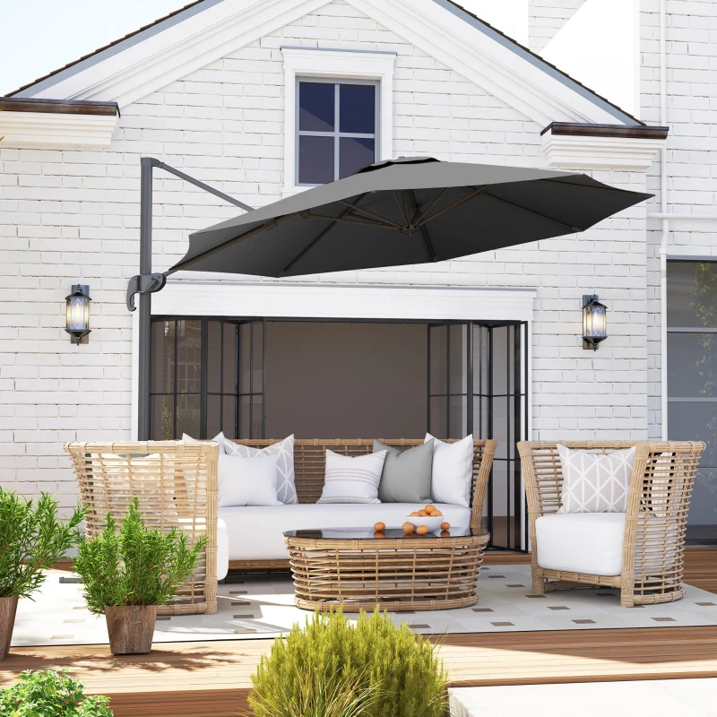 Outsunny 3 x 3m Overhanging Cantilever Parasol - Black