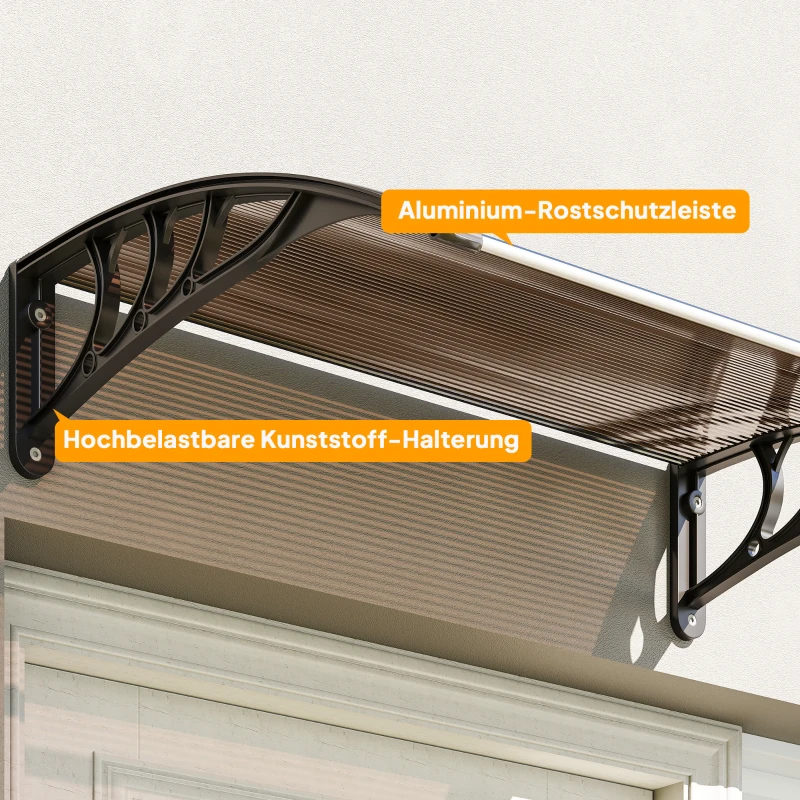 Outsunny® luifel voordeurluifel 100 x 80 cm luifel overkapping polycarbonaat bruin | Aosom.de