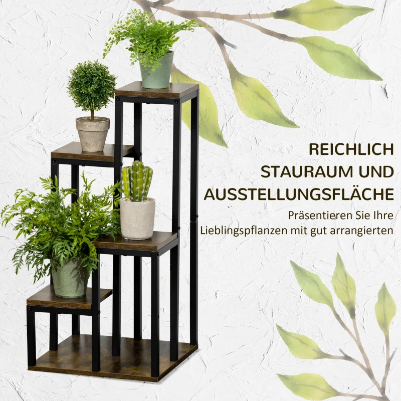 Outsunny 4-laags plantenrek, multifunctioneel bloemenrek voor buiten