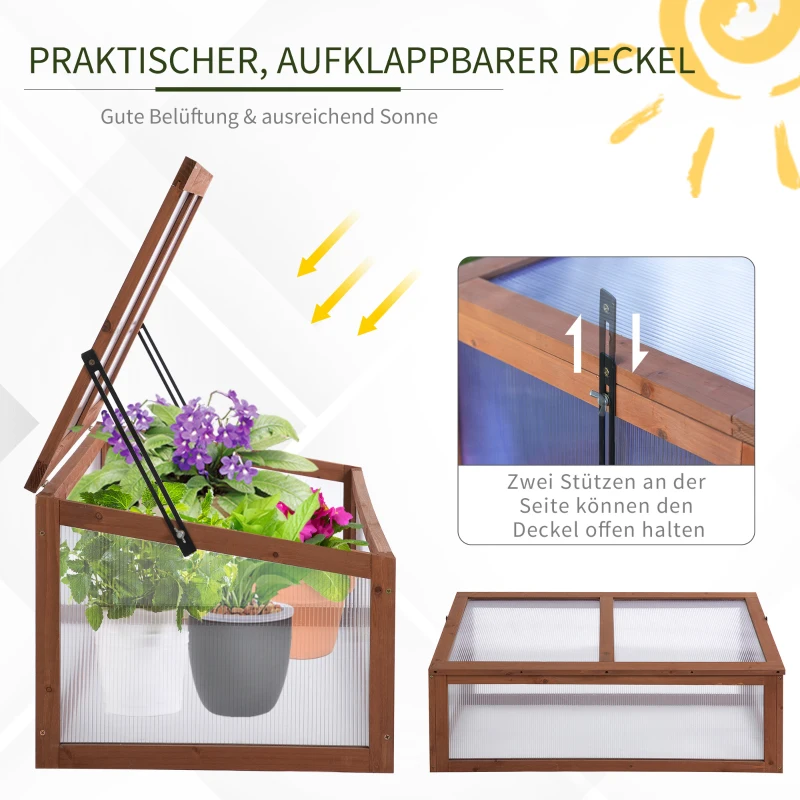Outsunny Mini-kas, kleine kas voor de tuin, met polycarbonaatplaten, goede lichtdoorlatendheid, 100L x 65B x 40H cm
