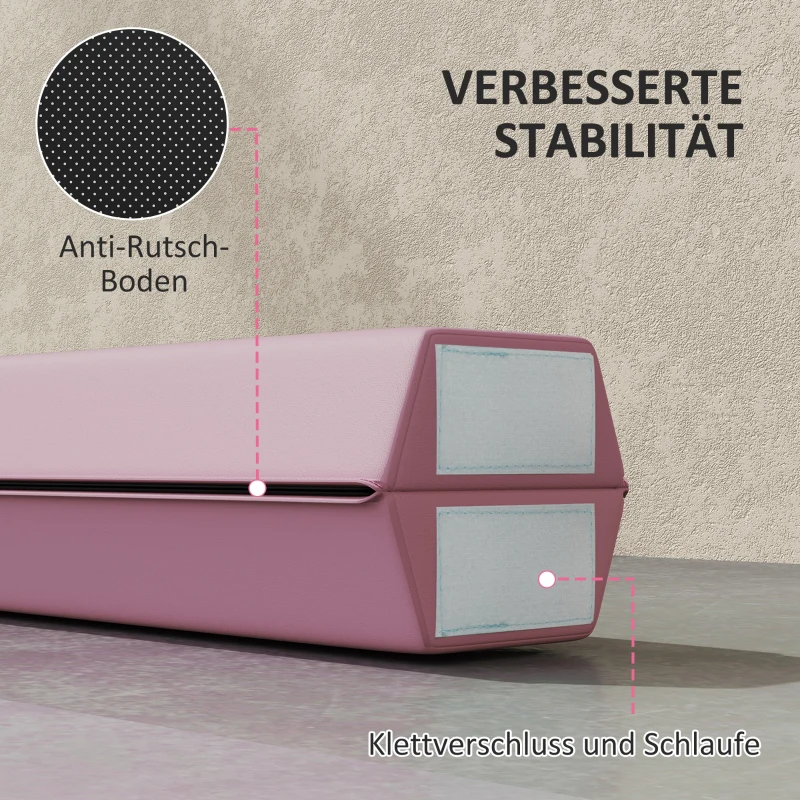 SPORTNOW Evenwichtsbalk 2,4 m, Opvouwbaar, Antislip Bodem, voor 3+ Jaar, tot 80 kg, Roze(m-6)