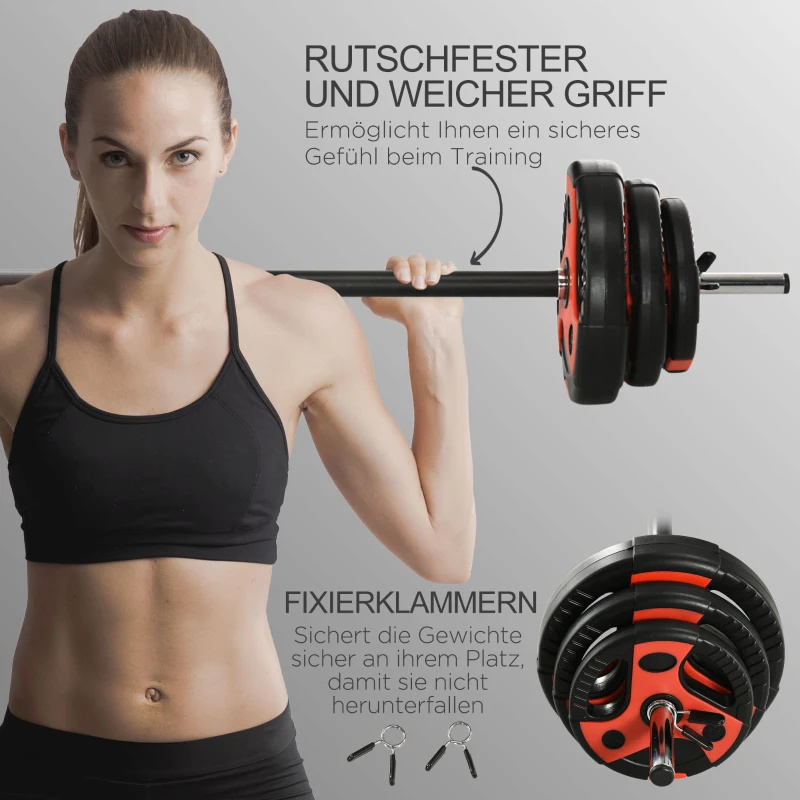 Sportnow halterset 20 kg, verstelbare halterset met antisliphandgreep