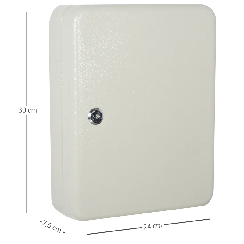 HOMCOM Armario de Llaves Caja de Seguridad para Llaves Bloqueable con 93 Ganchos y Etiquetas 2 Cerraduras Accesorios de Montaje Incluidos 30x24x7,5 cm Beige