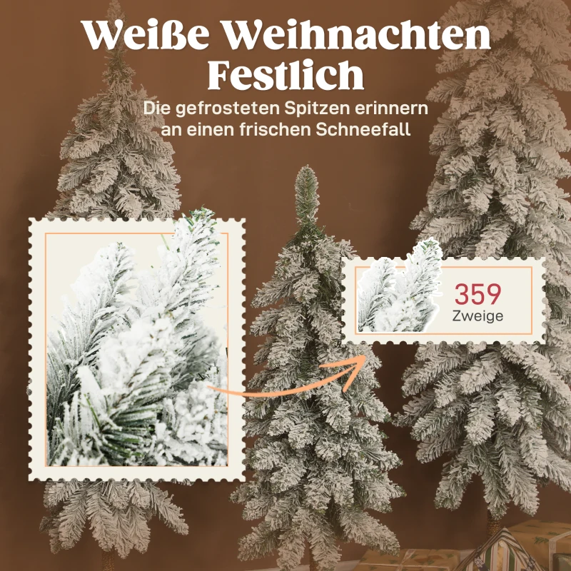 HOMCOM 3-delige set besneeuwde kunstkerstbomen, 90/120/150 cm, vlamvertragend, groen/wit(m-5)
