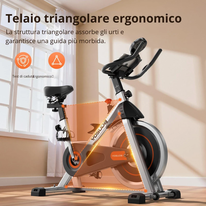 Cyclette per casa, telaio sicuro in acciaio al carbonio con pedane antiscivolo, manubrio regolabile, 96,5x56,5x121 cm, Nero
