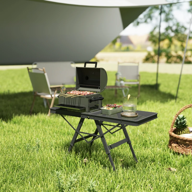 Outsunny Verstelbare Campingtafel Inklapbaar met Metalen Raster, Gemaakt van Aluminium