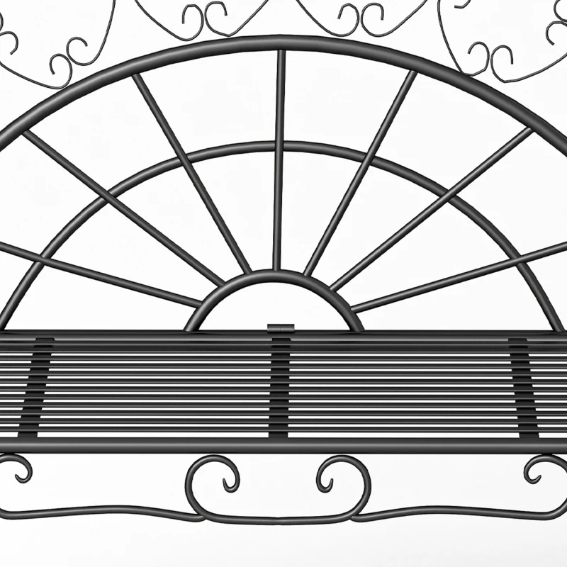 Outsunny Metal Garden Bench Loveseat with Slatted Seat, Black