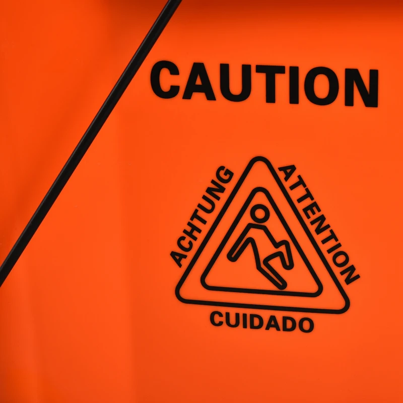 HOMCOM Cubo de Fregona con Ruedas 36L Carro de Limpieza con Escurridor de Presión y 2 Cubetas Separadas 54x41x91,5cm Naranja