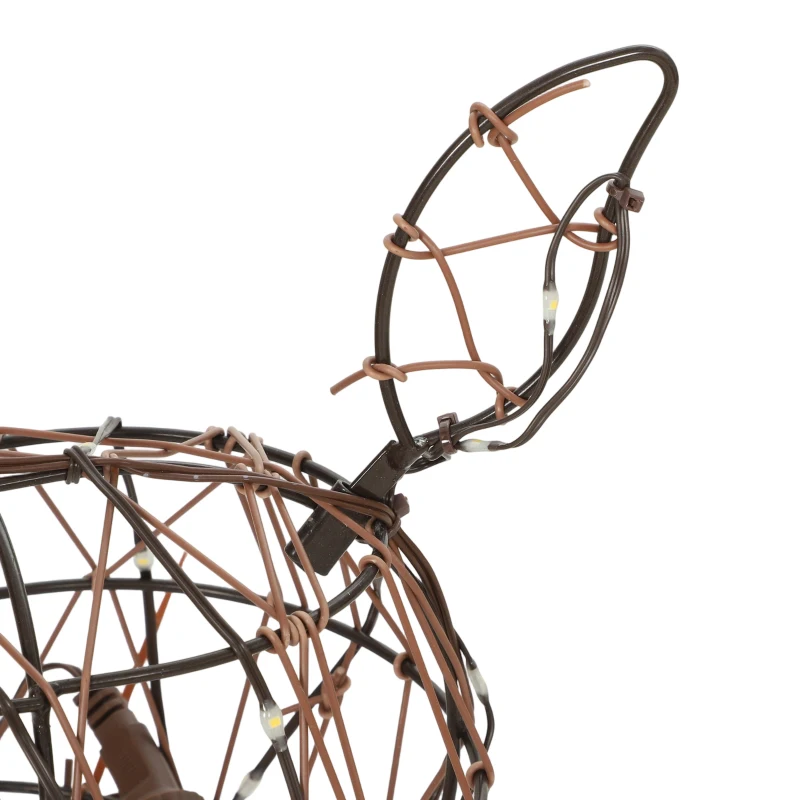 Outsunny 3-delige verlichte rendier- en slee-set, kerstdecoratie van polyrattan met leds, 8 standen, timer