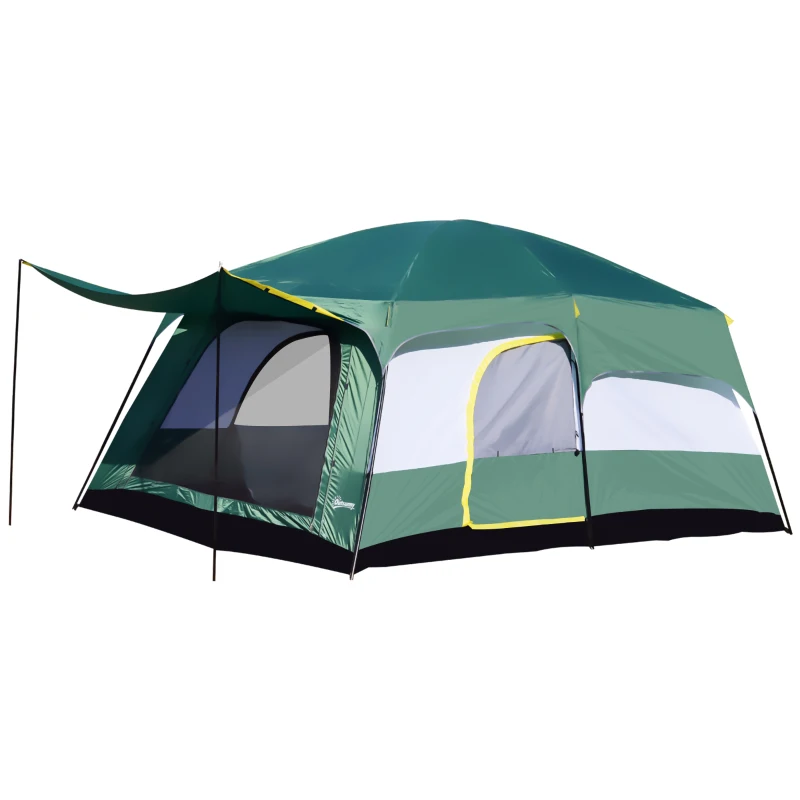Outsunny Tienda de Campaña Familiar 5-6 Personas Carpa Grande Acampada Tipo Refugio con Bolsa de transporte 4,3x3x2 m Verde