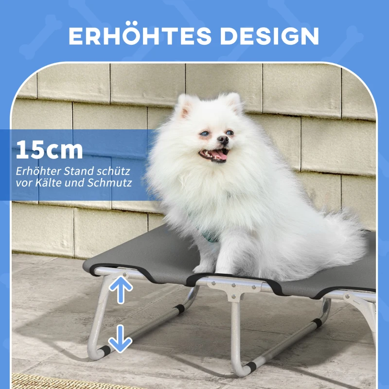 PawHut Opvouwbaar hondenbed, robuust & comfortabel, tot 10kg, 71x58x20cm, Grijs