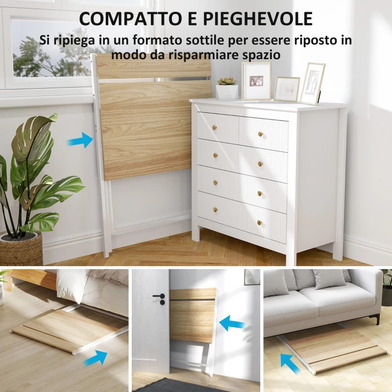 HOMCOM Scrivania Pieghevole con Ripiano per Monitor, 81.5x62x86.5 cm, Legno e Bianco
