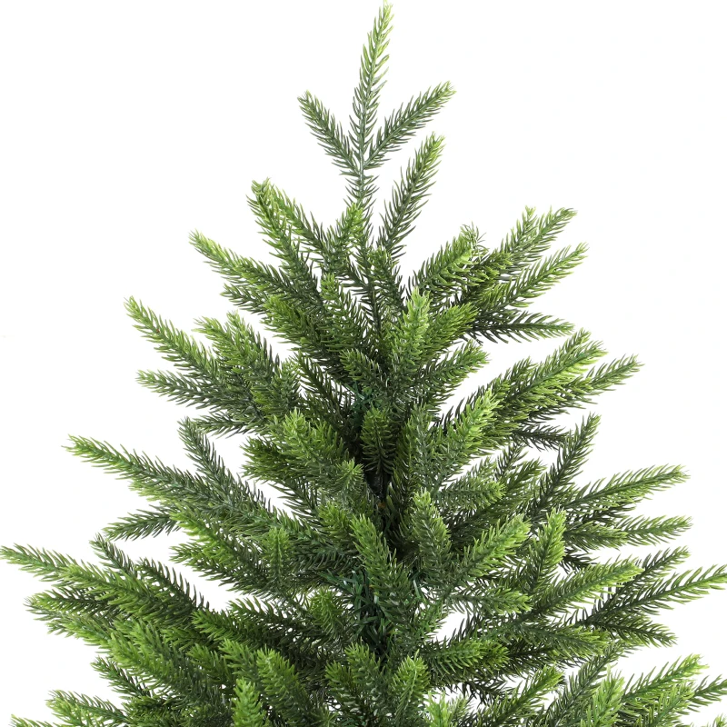 HOMCOM Sapin de Noël Artificiel 210 cm Nordmann, 1008 Pointes de Branches Articulées Réalistes en PE, Support en Bois, Vert