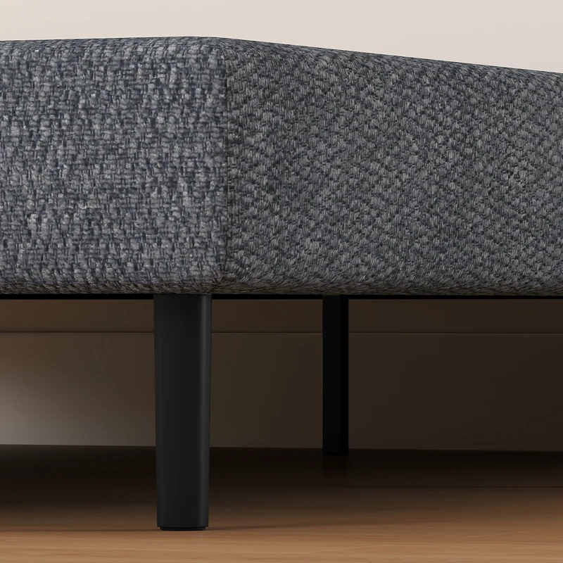 HOMCOM Estrado Estofado 140x190 cm, Estrutura de Cama com Revestimento em Chenille, 10 Ripas de Madeira, 9 Pés Estáveis, Cinza