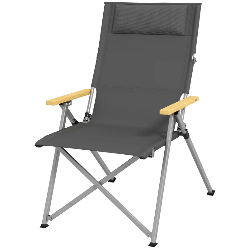 Outsunny Campingstoel Klapstoel Buitenstoel, weerbestendig, incl. Draagtas, 74 x 59,5 x 98 cm, Grijs
