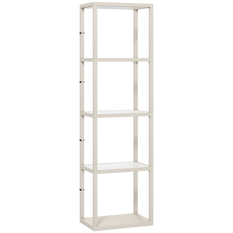 HOMCOM Four-Shelf Floor Lamp - Bleached Oak