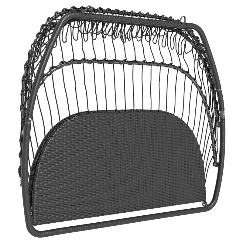 Outsunny Hangstoel, opvouwbare korfstoel met kussen, stalen frame, voor binnen en buiten, tot 260 kg belastbaar, donkergrijs