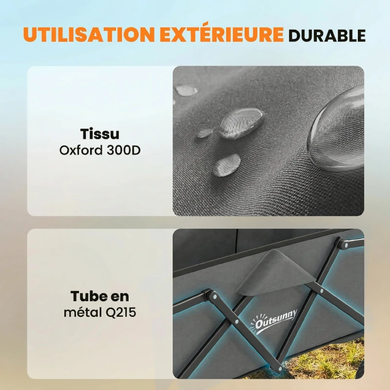 Outsunny Chariot de Jardin Charrette de Transport Pliable Tout-Terrain 66L Charge 68kg Poignée Réglable 81 x 45 x 89 cm Gris
