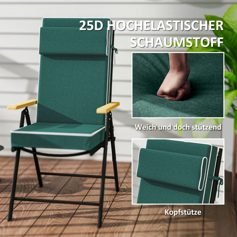 Outsunny Zitkussen 120 x 47 x 9,5 cm Waterafstotend met Banden, Hoofdsteun, UPF50+ Groen