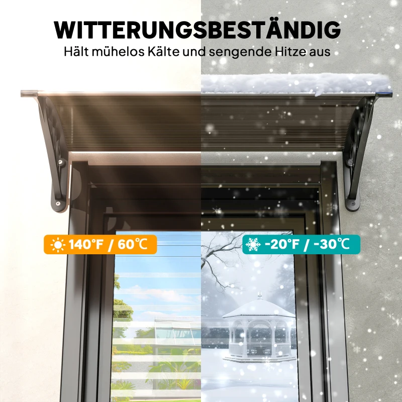 Outsunny® luifel voordeurluifel 100 x 80 cm luifel overkapping polycarbonaat bruin | Aosom.de