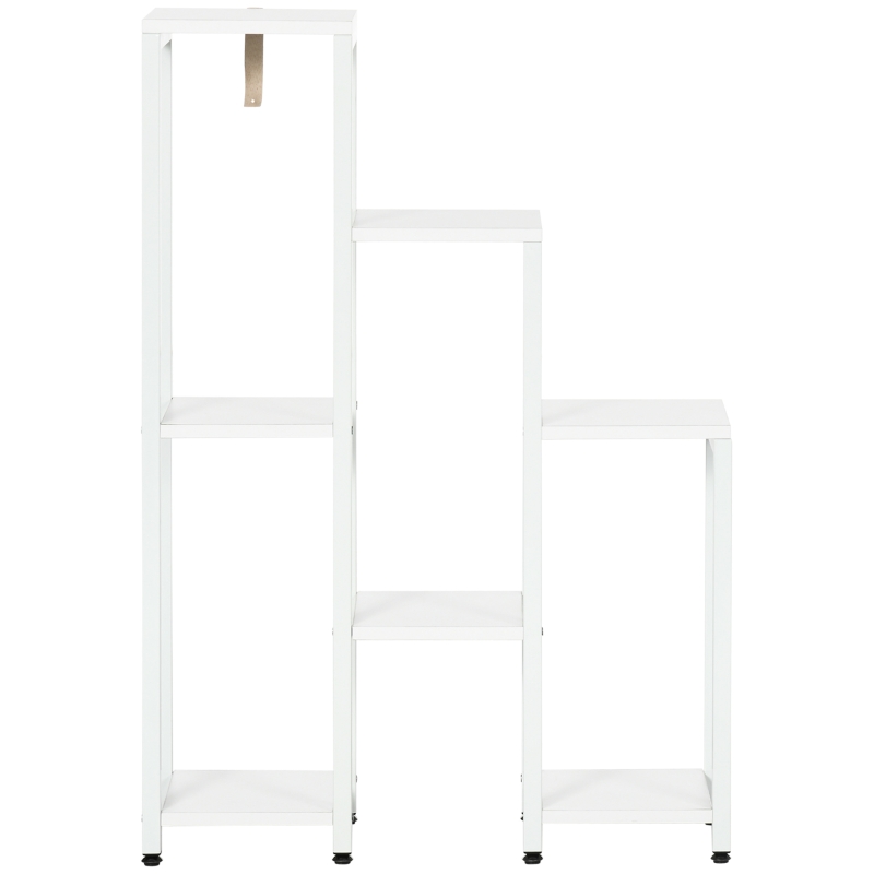 Outsunny Bloemenstandaard, Plantenstandaard, 7 Niveaus, voor Binnen- en Buitengebruik, Staal, wit, 65 x 23 x 94,5 cm