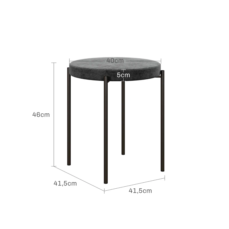 HOMCOM Keukenkrukken 4-stuks Set, Stapelbaar, Fluweeloptiek, tot 100kg, Metalen Frame, 41,5 x 41,5 x 46 cm, Donkergrijs(m-3)